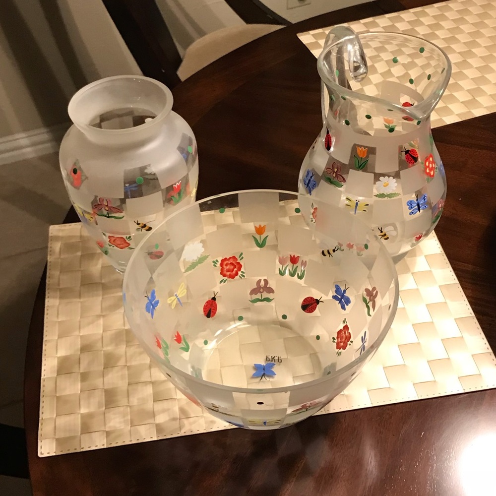 Lenix butterfly Bowl pitcher and Vase